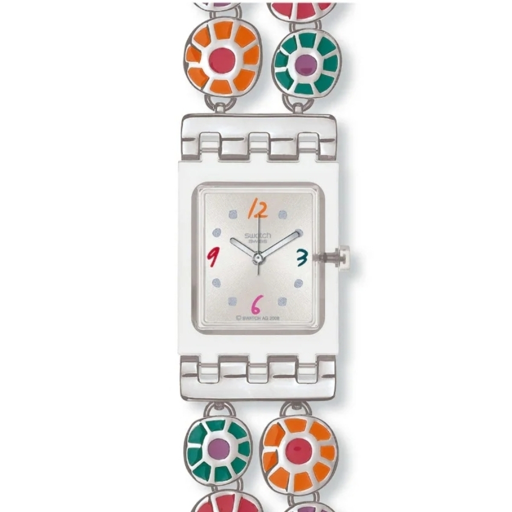 Swatch Watch with Pink and Green Accents Hippie Chic, 70's, Floral